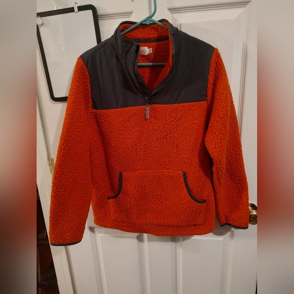 Wonder Nation Vibrant Orange/Gray Fleece Pullover